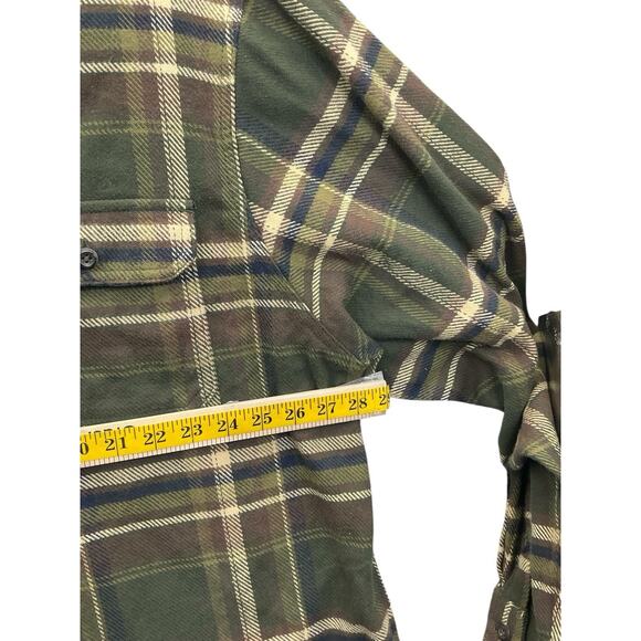 Orvis Heavyweight Flannel Shirt Jacket Shacket Green Plaid Pockets Sz. XXL New - Picture 9 of 14